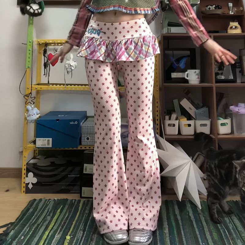 Pantalon amincissant japonais Kawaii pour femmes, vêtements Harajuku Cuteore Wave point, pantalon taille haute, pantalon esthétique Y2k