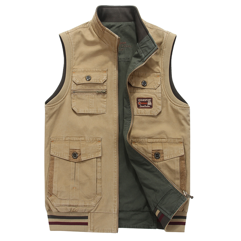 Automne hommes gilets sans manches photographe veste coton décontracté Multi poche gilet mâle gilet manteau grande taille 8XL