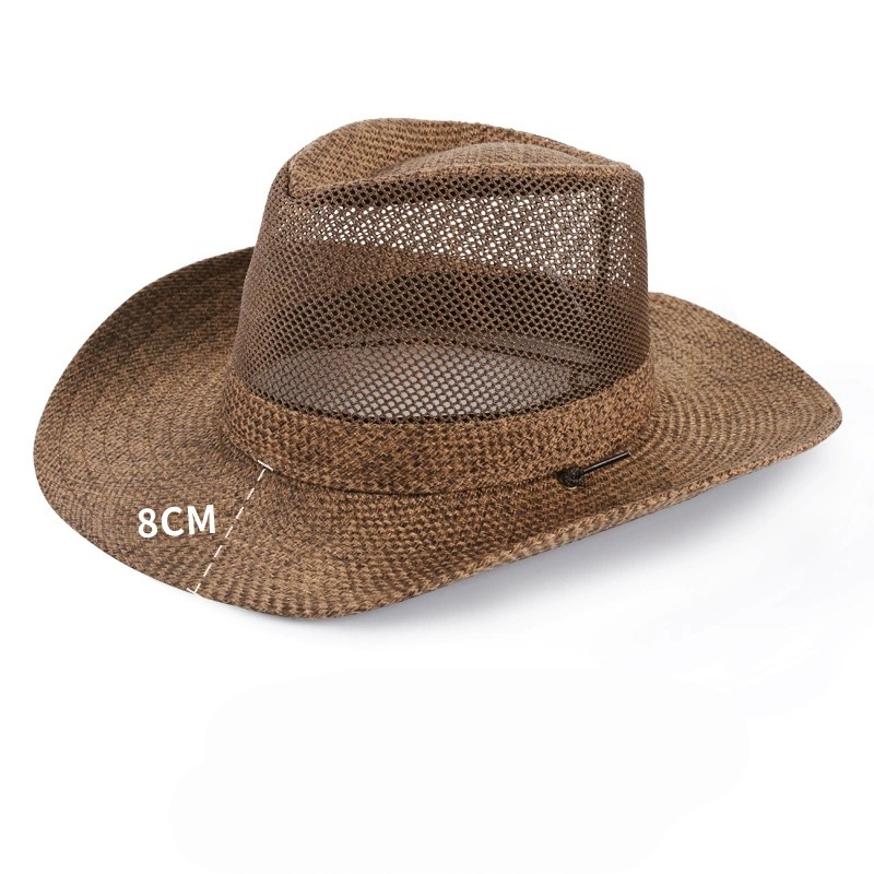 Chapeau de paille pour homme : Chapeau de soleil respirant pour le printemps/été, idéal pour les chantiers extérieurs, chapeau décontracté, casquette formelle, casquette de pêche