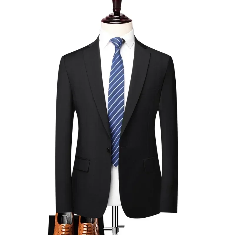 S-8XL Blazer nouveaux hommes mode affaires couleur unie Style britannique travail professionnel marié robe de mariée meilleur homme Blazer veste