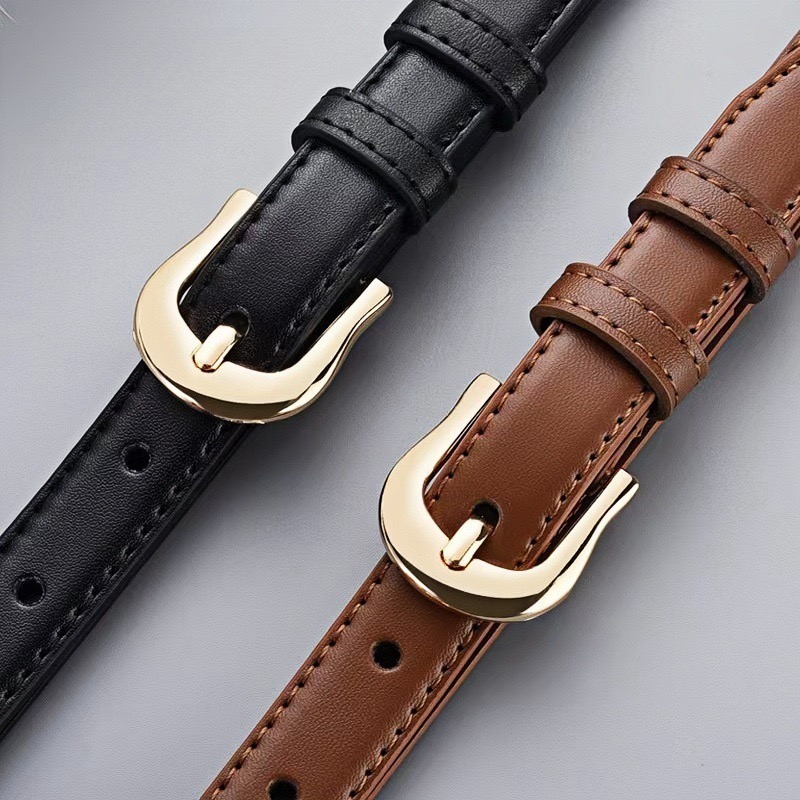 Ceinture d'été marron avec détails raffinés pour pantalon western, simple et polyvalente, accessoire de mode