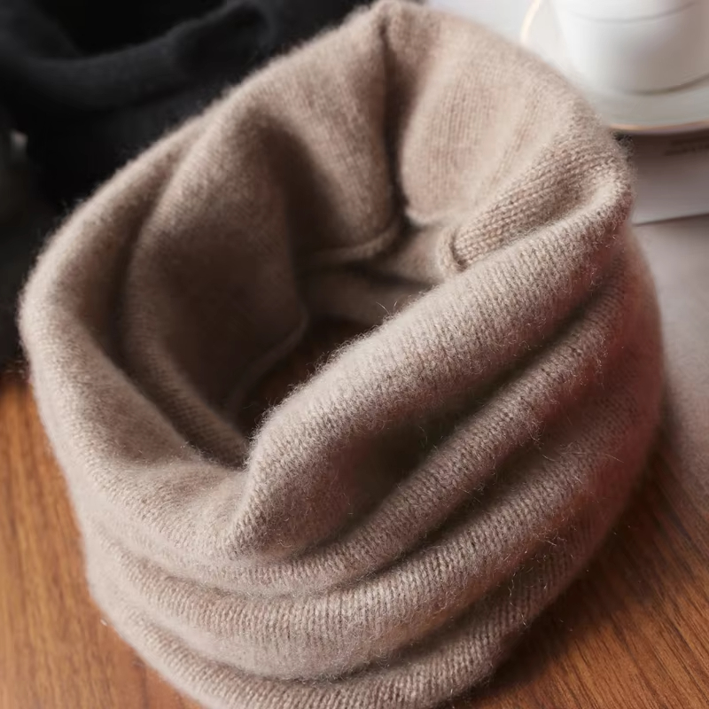 Écharpe annulaire tricotée en mélange de laine, élégante, douce et chaude, en fausse fourrure de cachemire, cache-cou, bandeau pour femme, hiver