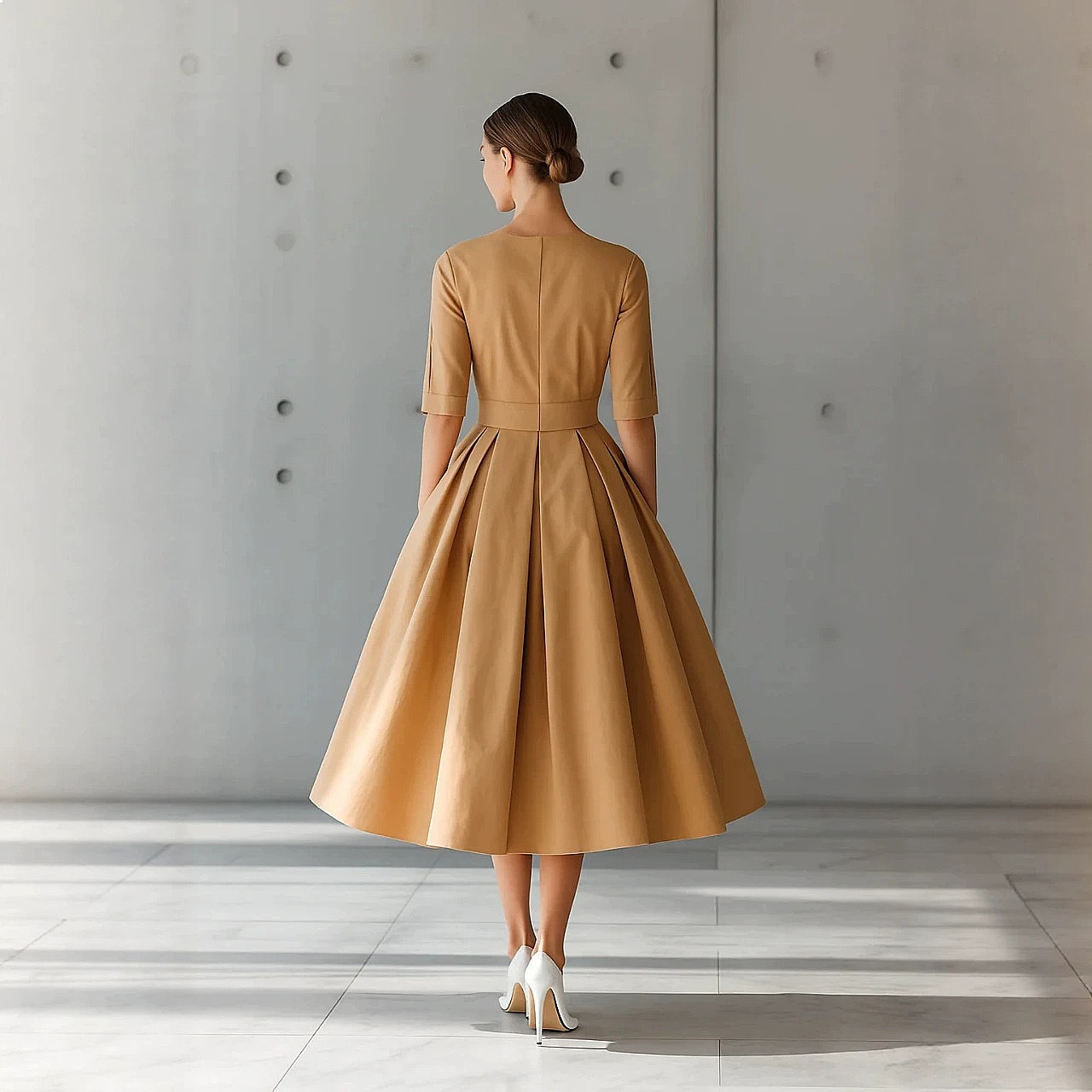 Robe élégante coupe trapèze, manches courtes, couleur unie, fluide, mi-longue, pour le printemps et l'été, ensemble assorti