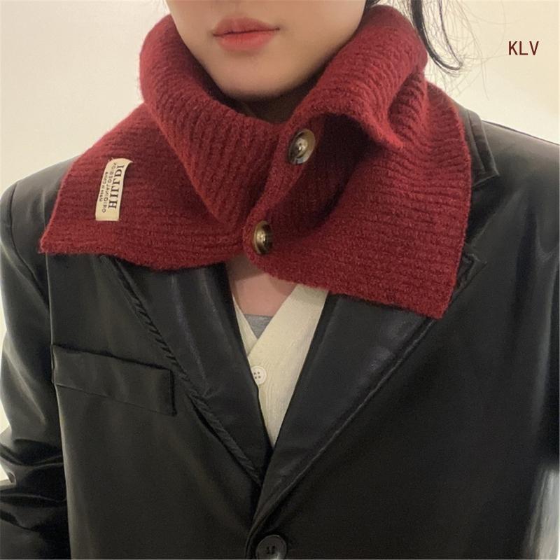 Écharpe en tricot à boutons pour femmes, protection du visage, châle chaud coupe-vent, 6XDA
