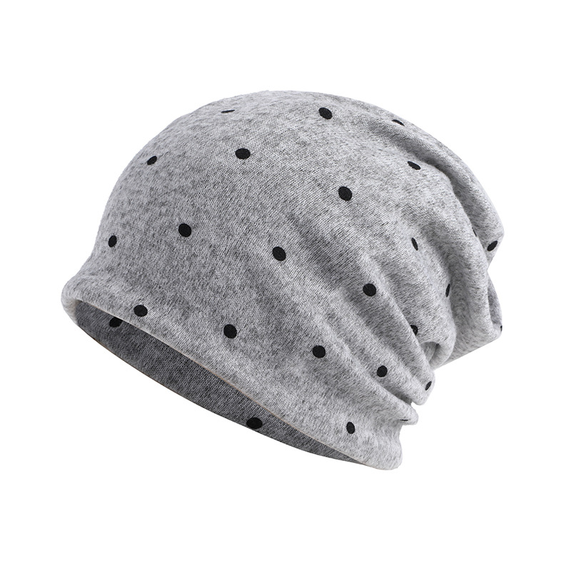 Nouveau Turban Femme à Motif Pois, Bonnet Femme, Cache-tête, Casquette Ample Coupe-Vent, Masque Décontracté d'Extérieur Anti-froid