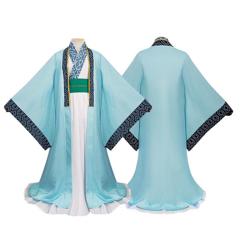 Costume Cosplay Ya Boy Kongming! Zhuge Liang Hanfu pour Homme Robe Bleue Tenue d'Érudit Chinois Ancien Déguisement Halloween Carnaval