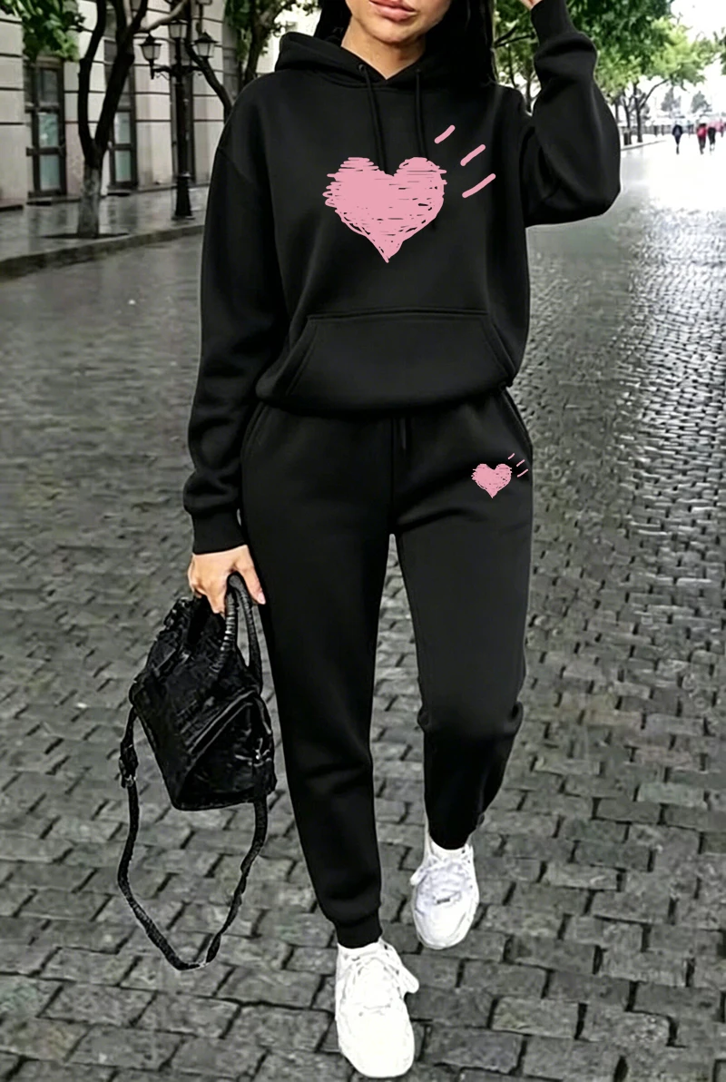 Ensemble de survêtement décontracté pour femme – Sweat-shirt et pantalon de sport polyvalents pour l'extérieur, idéal pour le jogging – Collection automne