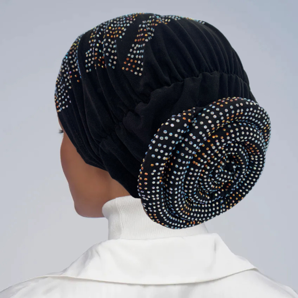 2024 nouvelles femmes plein de diamants beignet Turban casquette élastique musulman Hijab Bonnet chapeau dames bandeau Turbans africain inde casquettes