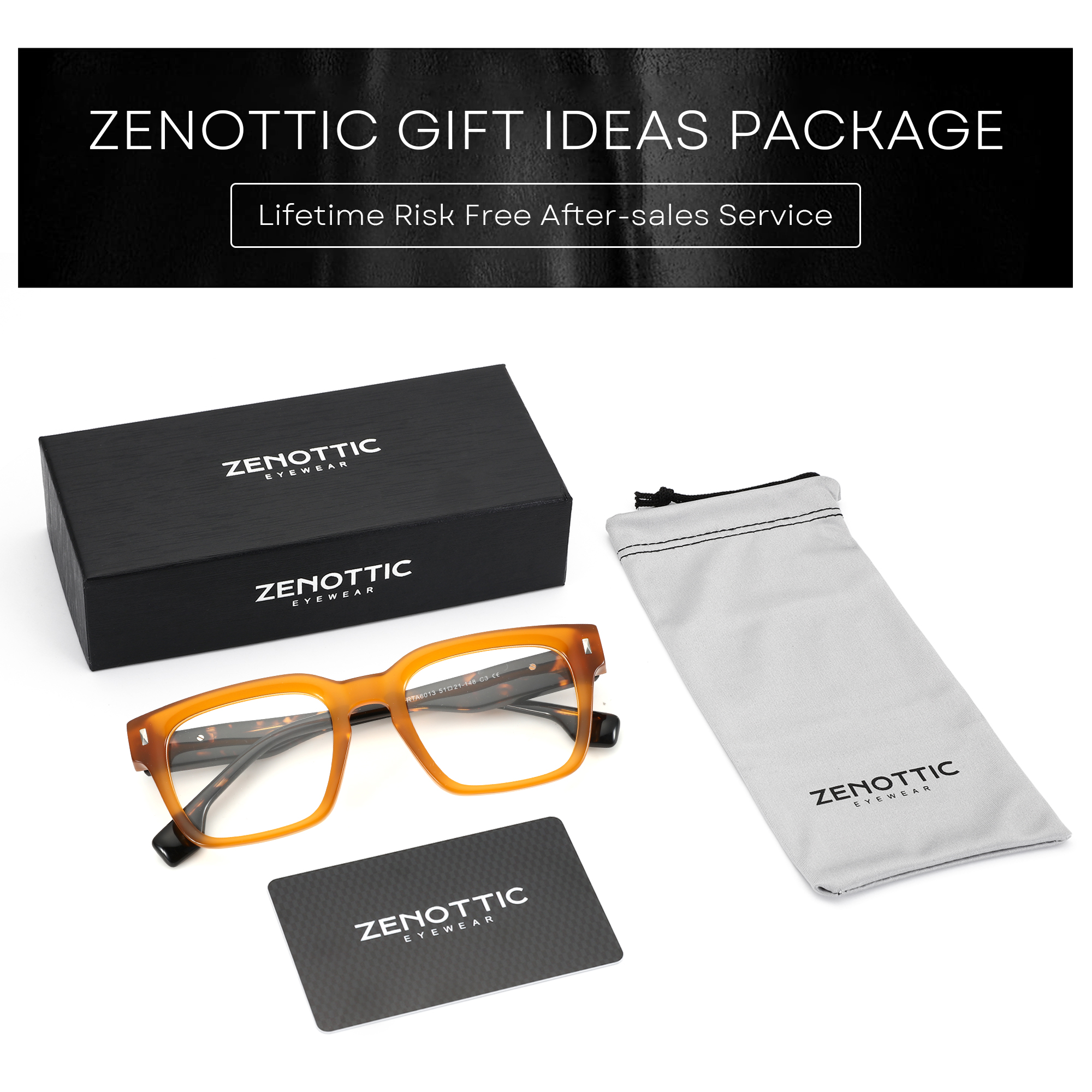 ZENOTTIC Montures optiques carrées élégantes en acétate faites à la main pour lunettes pour hommes