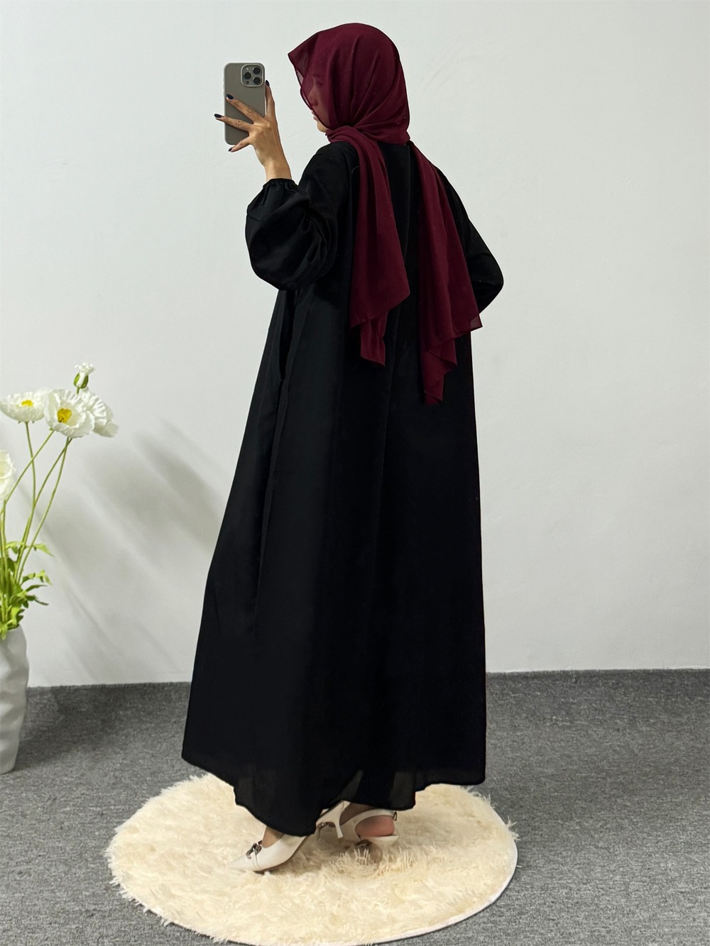 Abayas-Robe longue à manches longues pour femmes musulmanes, robe musulmane modeste, robe de prière décontractée, imprimé floral, Ramadan