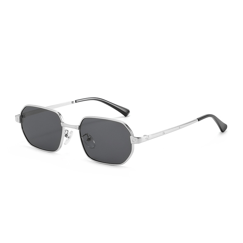 Lunettes de soleil carrées minimalistes pour hommes, monture étroite en métal UV400, style européen et américain haut de gamme, pour femmes
