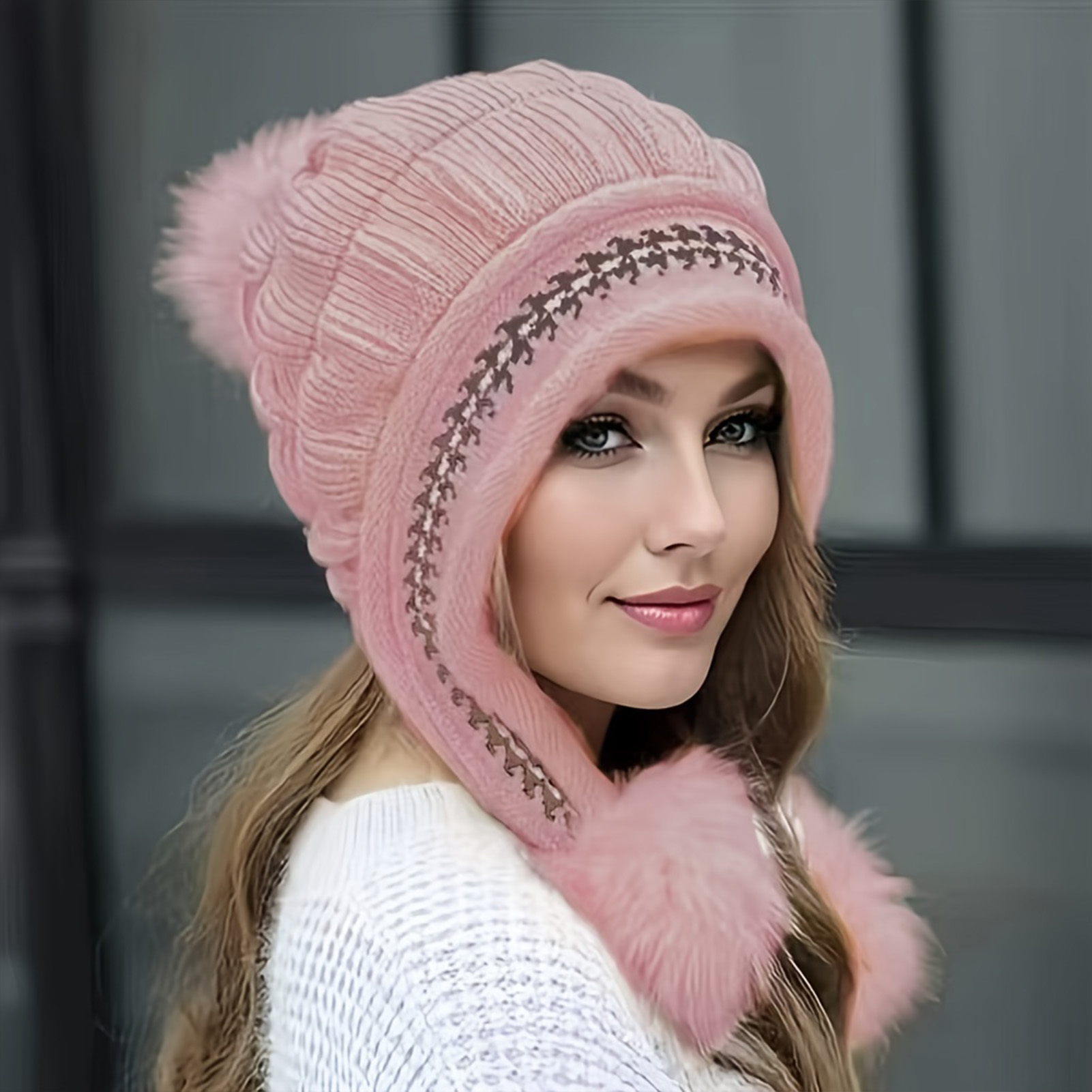 Chapeau en fourrure douce et chaude pour femme, doublure polaire, bonnet tricoté, décontracté, ample, épais, thermique, pour temps froid, hiver