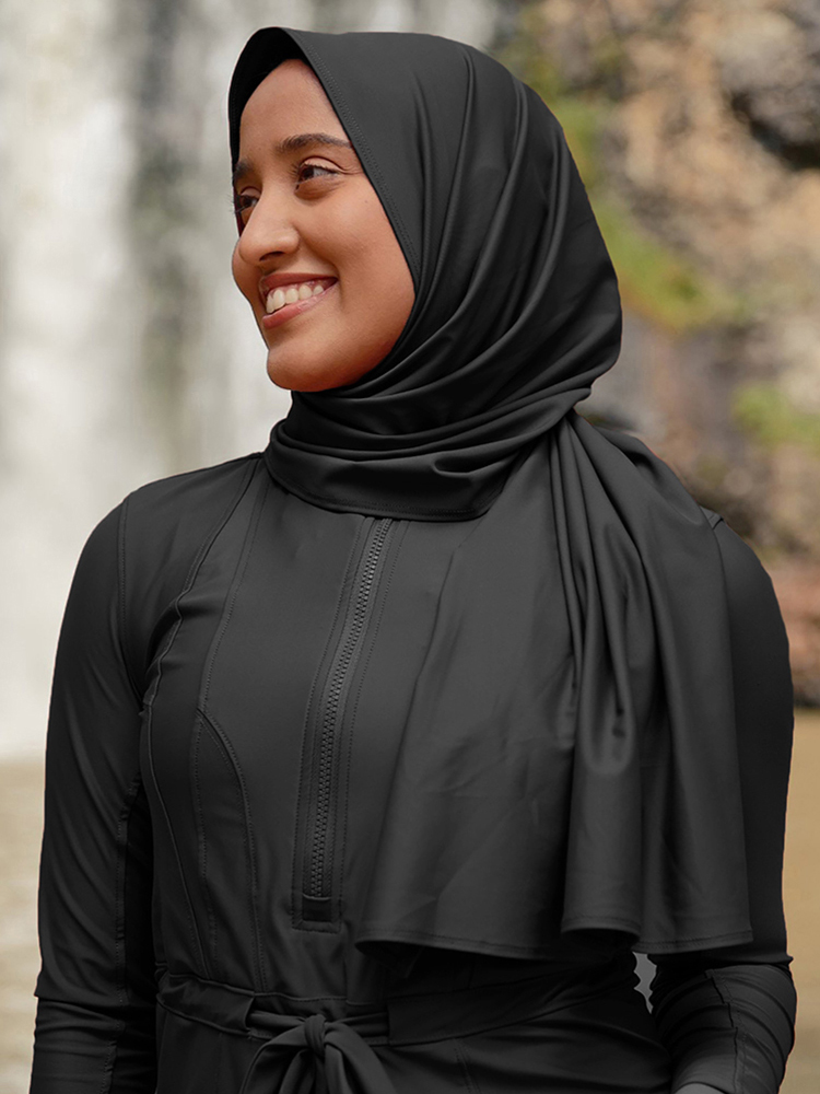 Solide modeste islamique musulman natation Hijab tête enveloppement instantané Turban noir écharpe femmes plaine longue tête foulards Bandanna 160*55CM