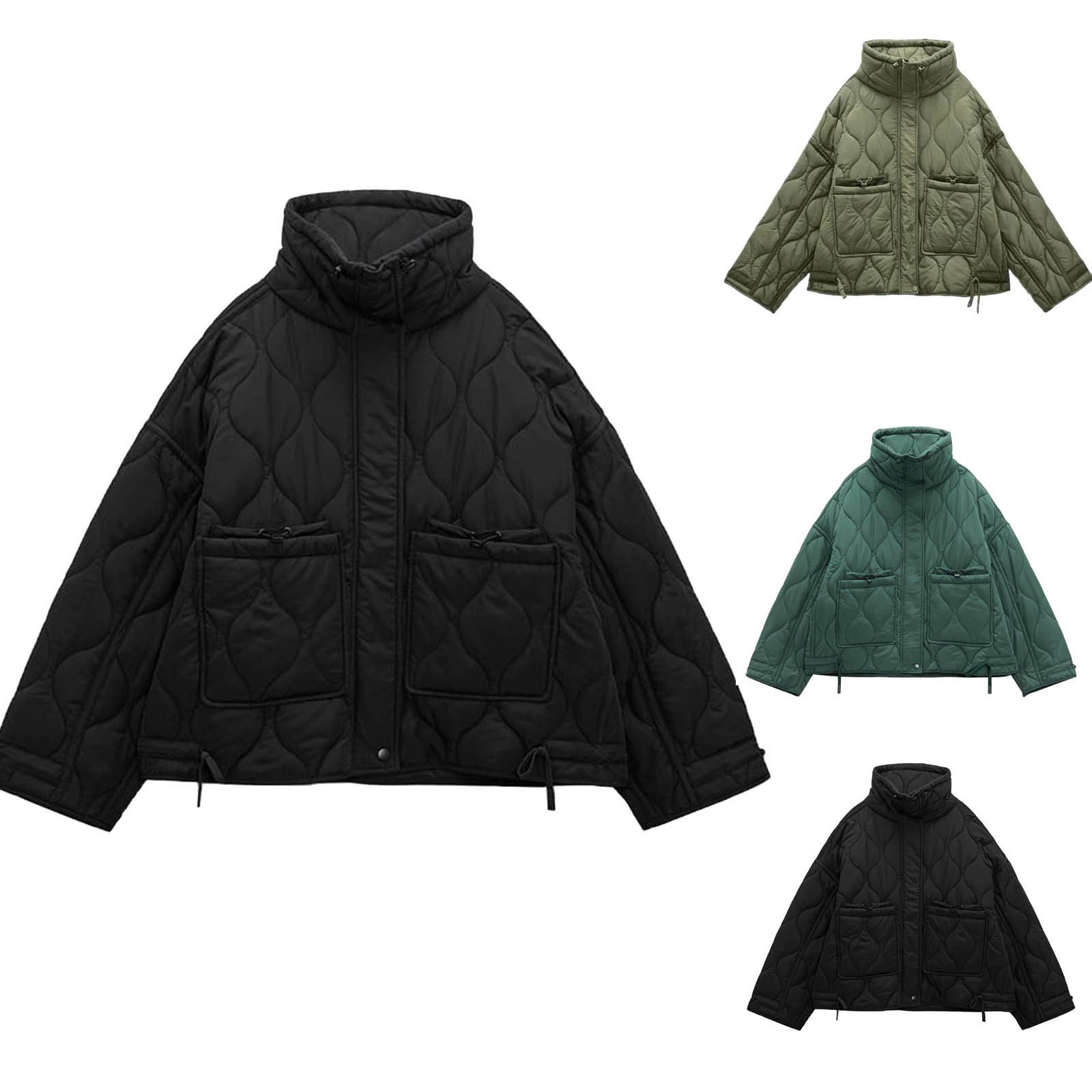 Veste matelassurera zippée grande taille pour femme, vestes respirantes légères, manteau d'hiver