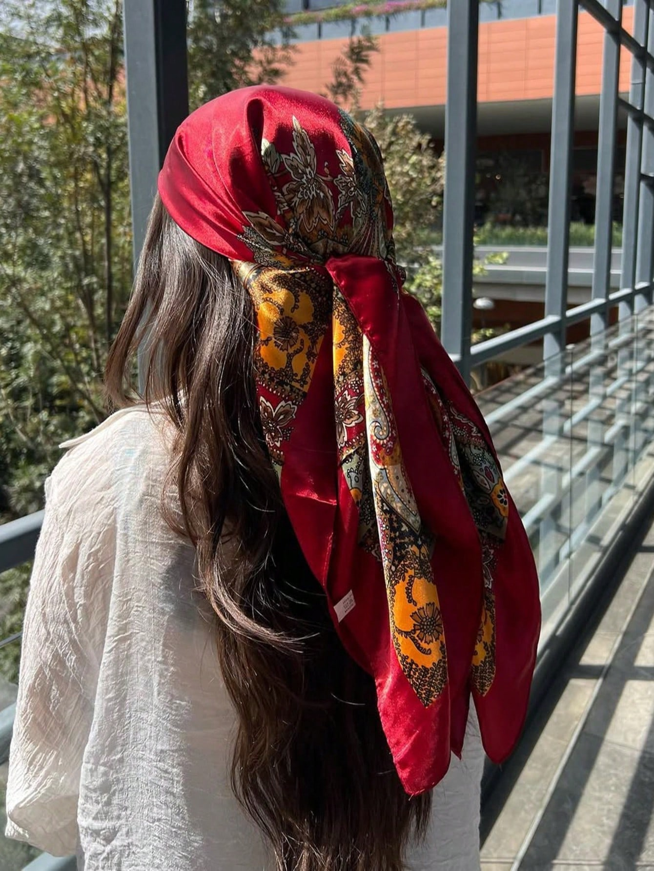 Foulard en Satin de fausse soie imprimé bohème, 1 pièce, Hijab carré, nouveau châle Bandana élégant à fleurs pour femmes, foulards polyvalents respirants