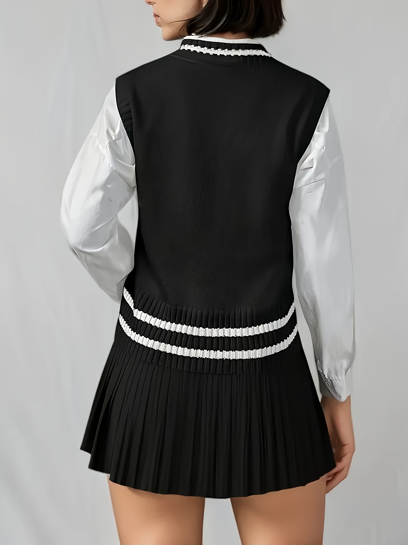Gilet en tricot pour femme, style preppy, col en V, gilet en tricot torsadé, gilet court sans manches