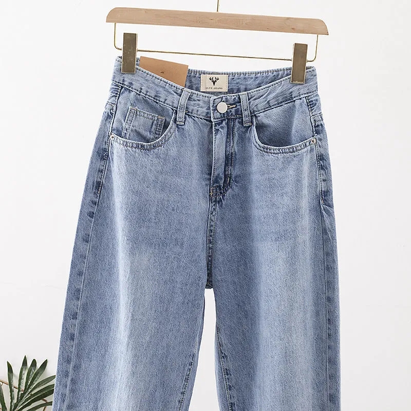 Jean en denim taille haute ample pour femme, style décontracté vintage, coupe baggy harem, pantalon fuselé extensible pour le quotidien, collection printemps