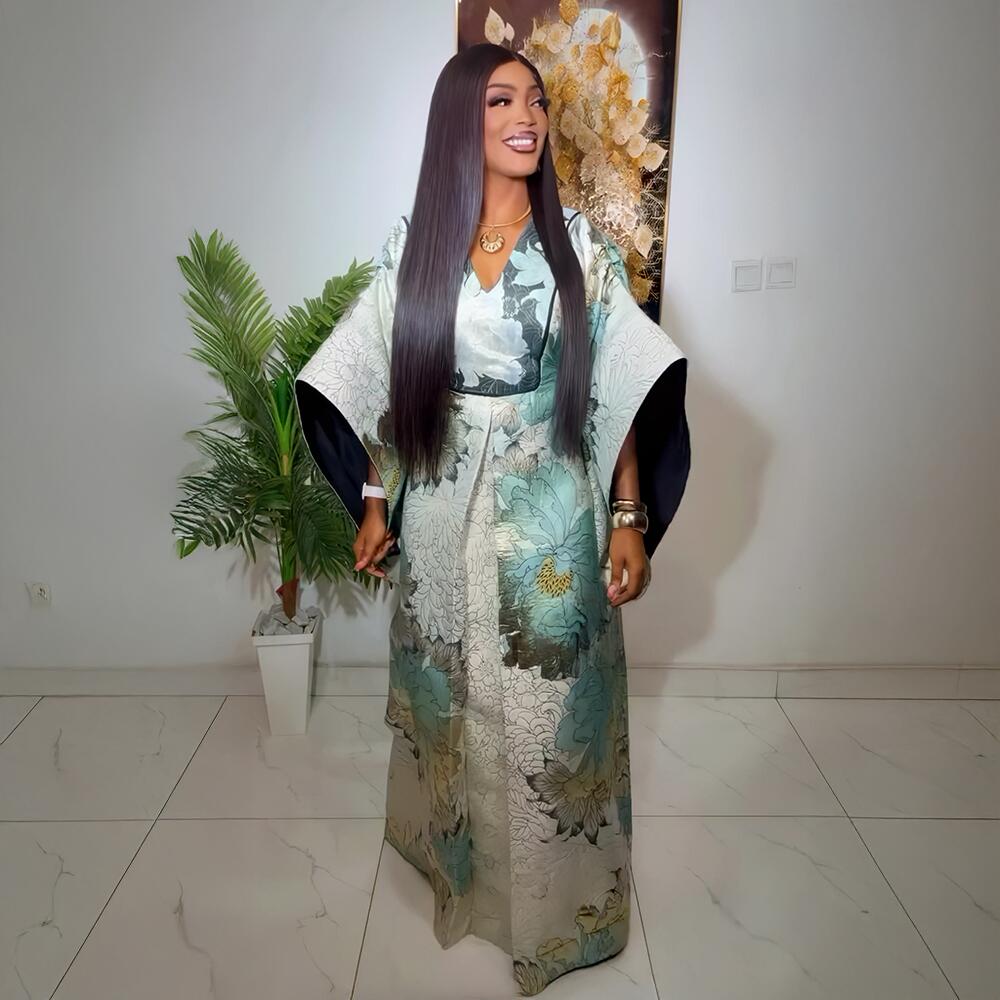 Robes Africaines Élégantes Femme 2025 – Robes de Luxe Turques pour Femme Africaine – Robes Africaines de Luxe pour Femme avec Foulard