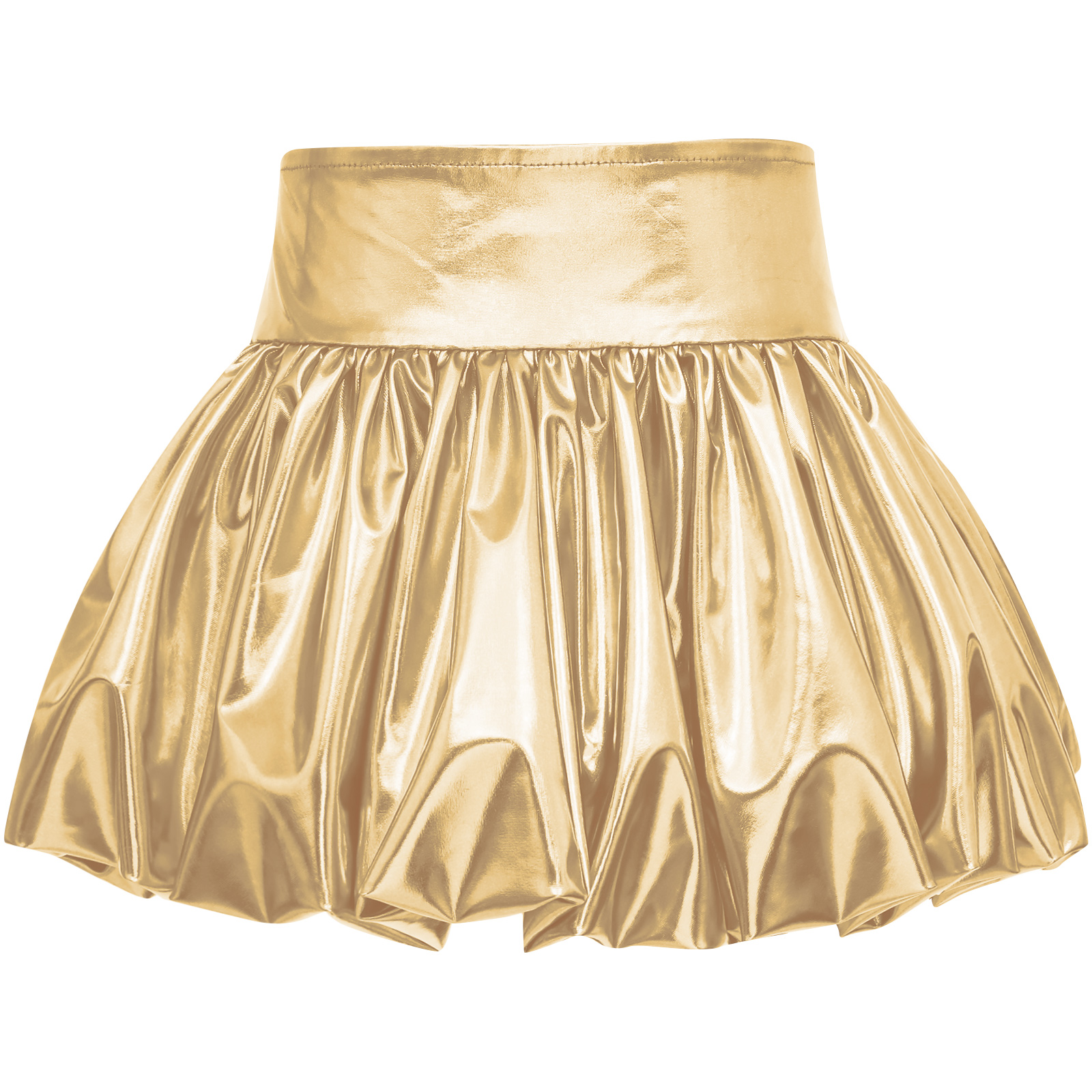 Jupe de danse Disco pour enfants filles, jupe à bulles métallique, ceinture élastique, jupes à bourgeons brillants, mode Jazz, vêtements de danse de pom-pom girl