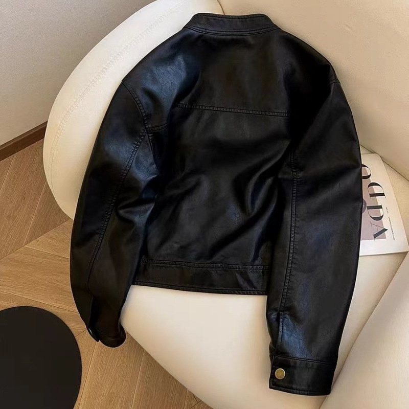 2025 femmes veste en cuir Pu femmes automne mode court décontracté tout-match hauts en cuir femme coréenne en cuir ample dame vêtements d'extérieur