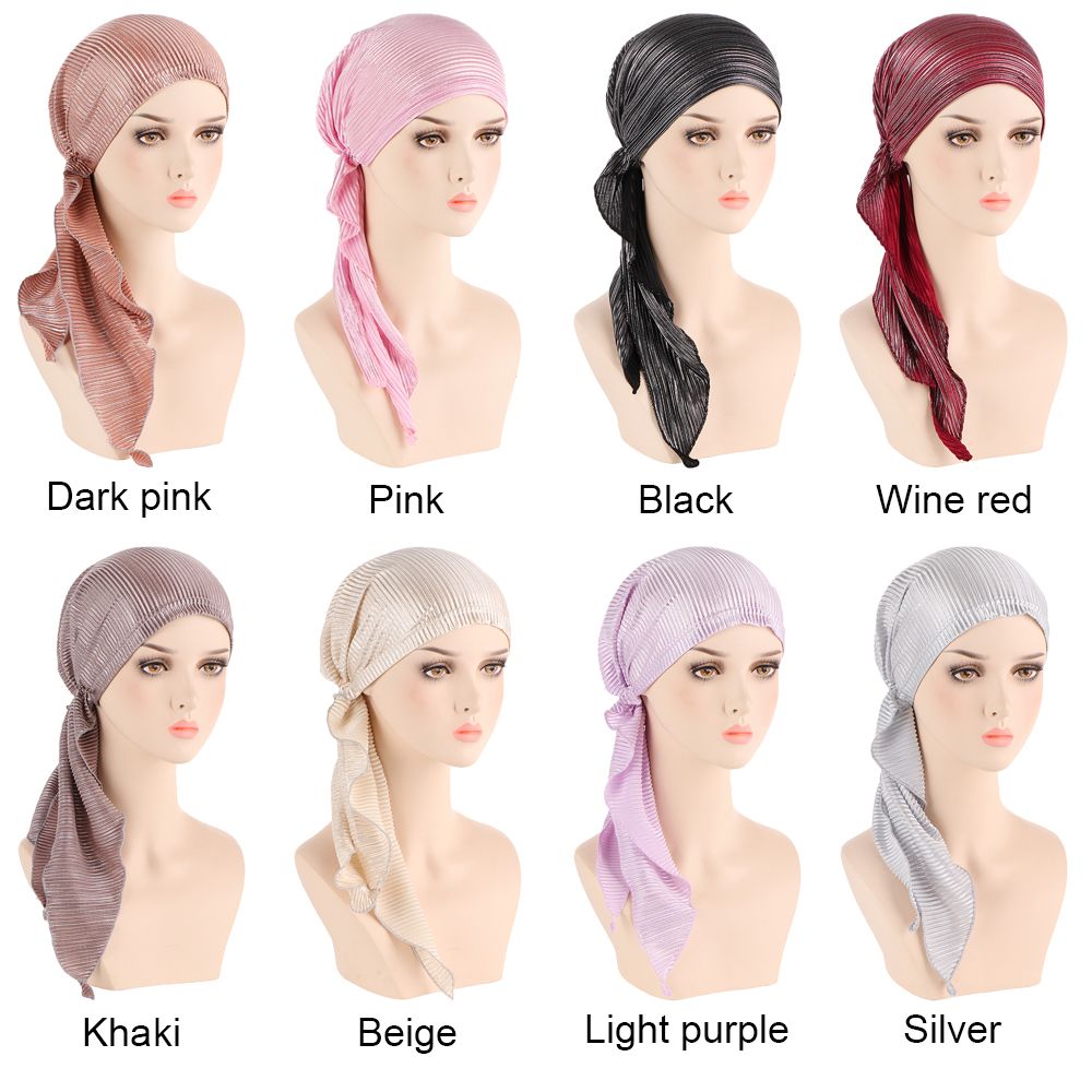 Couvre-chef pour perte de cheveux, Turban, Foulard, Bonnet pré-noué, Hijab musulman, Bonnet chimio, Bonnet élastique brillant à paillettes