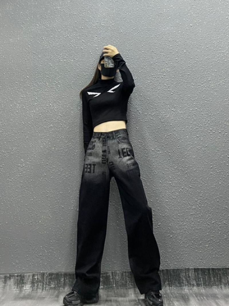 Jean Denim pantalon de luxe pour femmes 2025 pantalon d'été femme droit ample Patchwork tendance longue cravate colorant Vintage élasticité