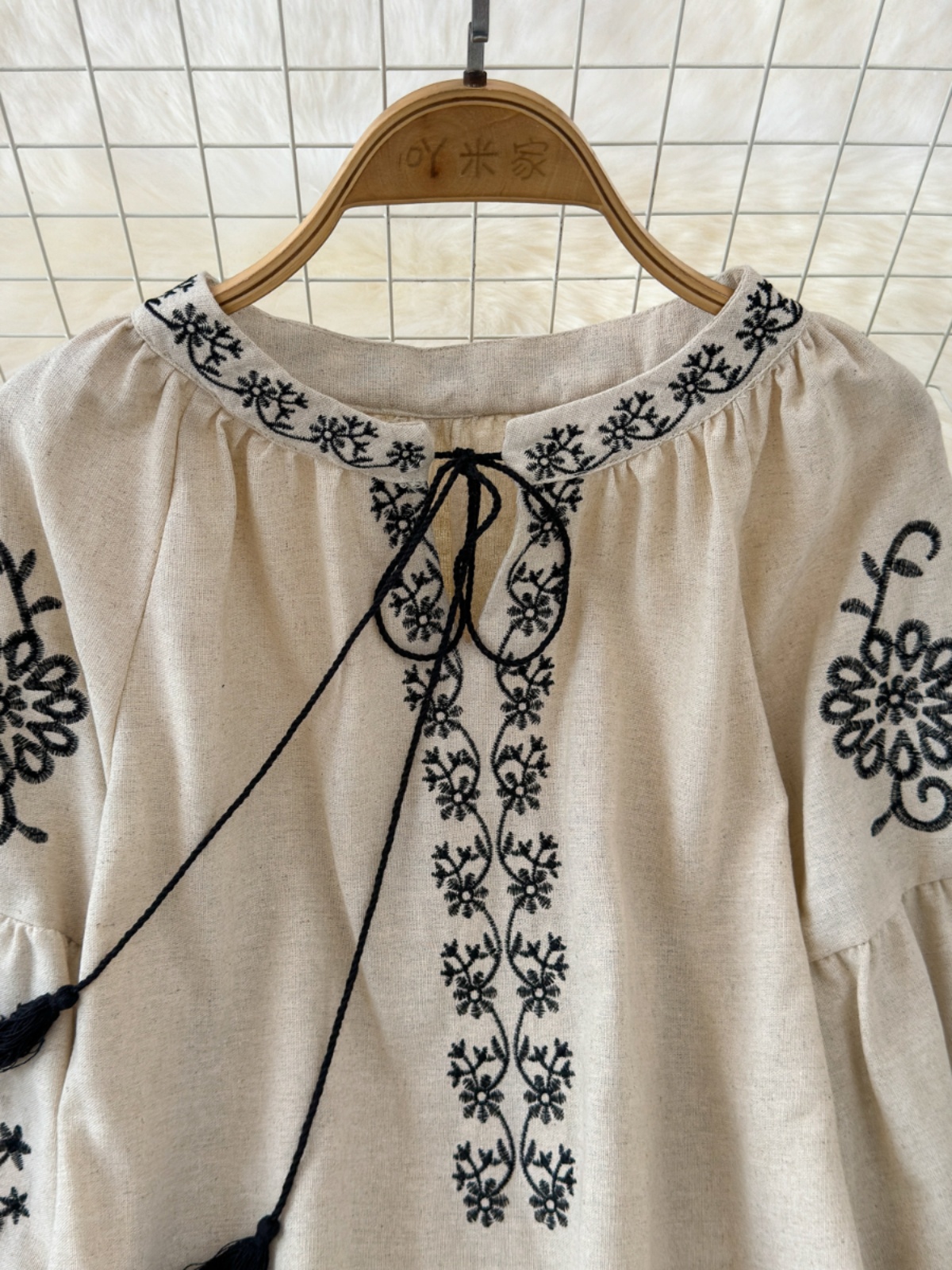 Boho été Blusas De Mujer à lacets col rond manches bouffantes broderie florale femme Blusas Femininas décontracté tout-puissant hauts livraison directe