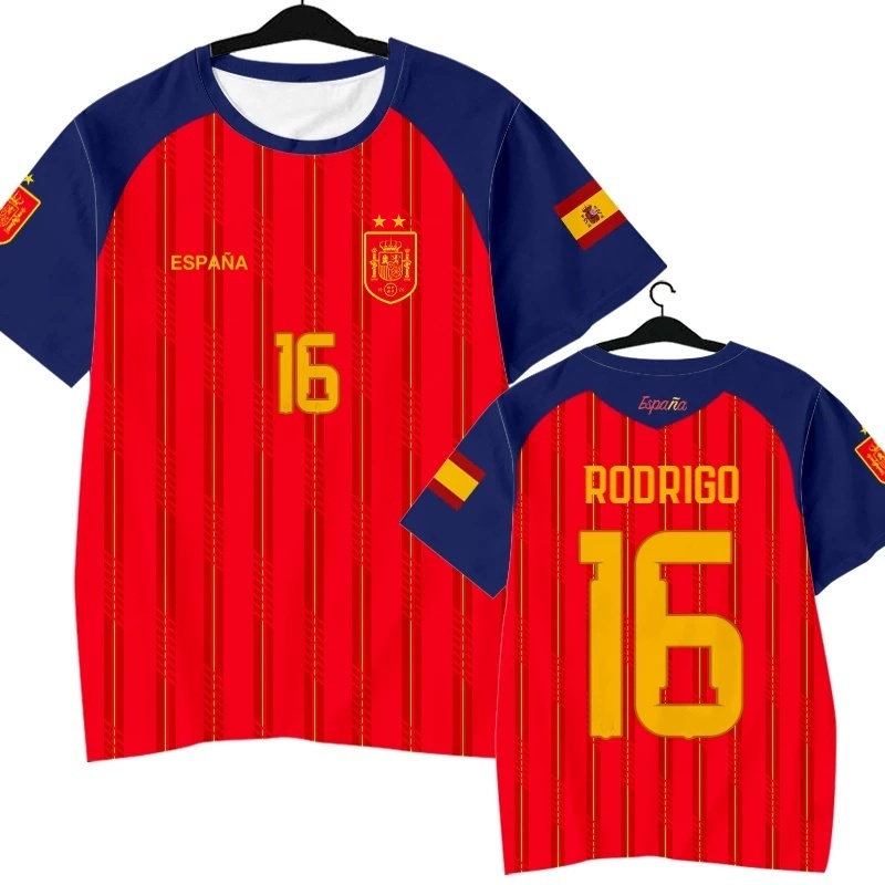 Maillot de football espagnol 2026, version fan, t-shirt à manches courtes, convient aux hommes et aux femmes, t-shirt imprimé en 3D pour hommes Y2k