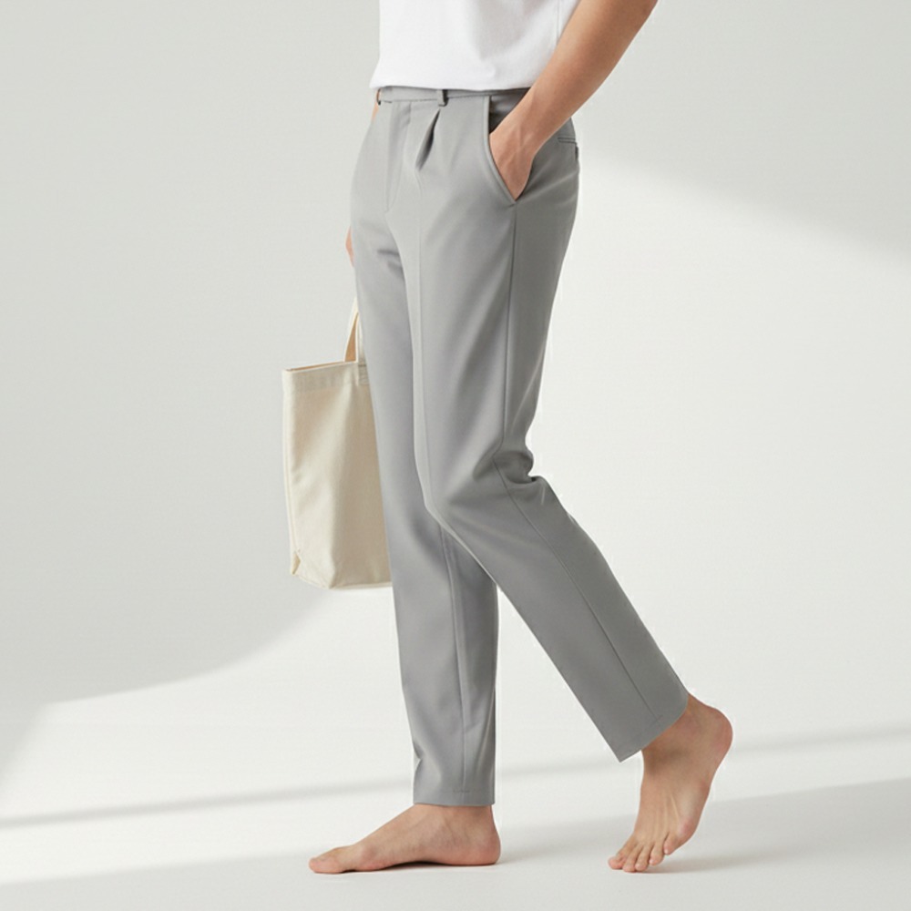 Pantalon habillé décontracté pour homme, coupe droite, style coréen, couleur unie, taille semi-élastique, pantalon de bureau, collection printemps-été