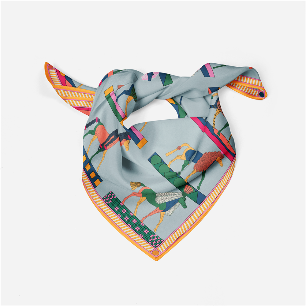 Foulard en soie sergé de 53CM pour femmes, Foulard carré imprimé à la mode, enveloppes Bandana, petits Hijabs, Foulards en soie, bandeau à cravate 53CM