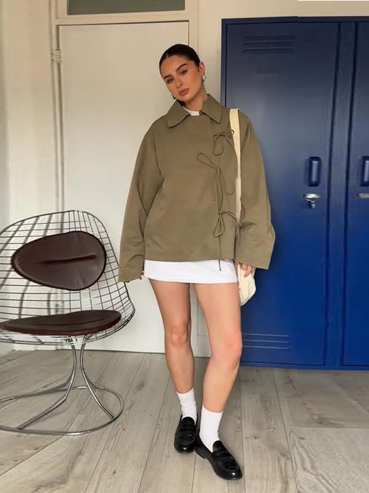 Mode Double face femmes manteaux ample à manches longues col rabattu à manches longues poche femme veste 2025 automne dame vêtements d'extérieur