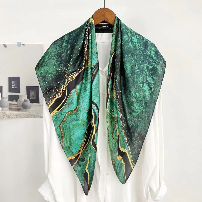 Écharpe carrée de grande taille pour femmes, écharpe de protection solaire d'été, motif imprimé, luxe, 90x90cm