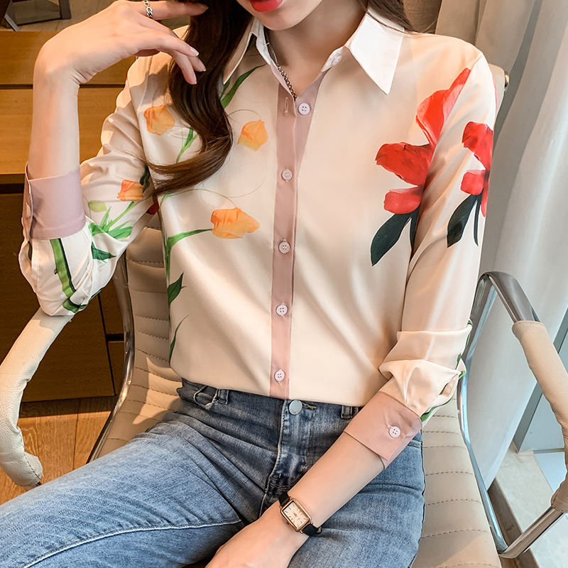 Mode dames chemises nouveau élégant femmes Blouses à manches longues boutonné hauts blusa mujer