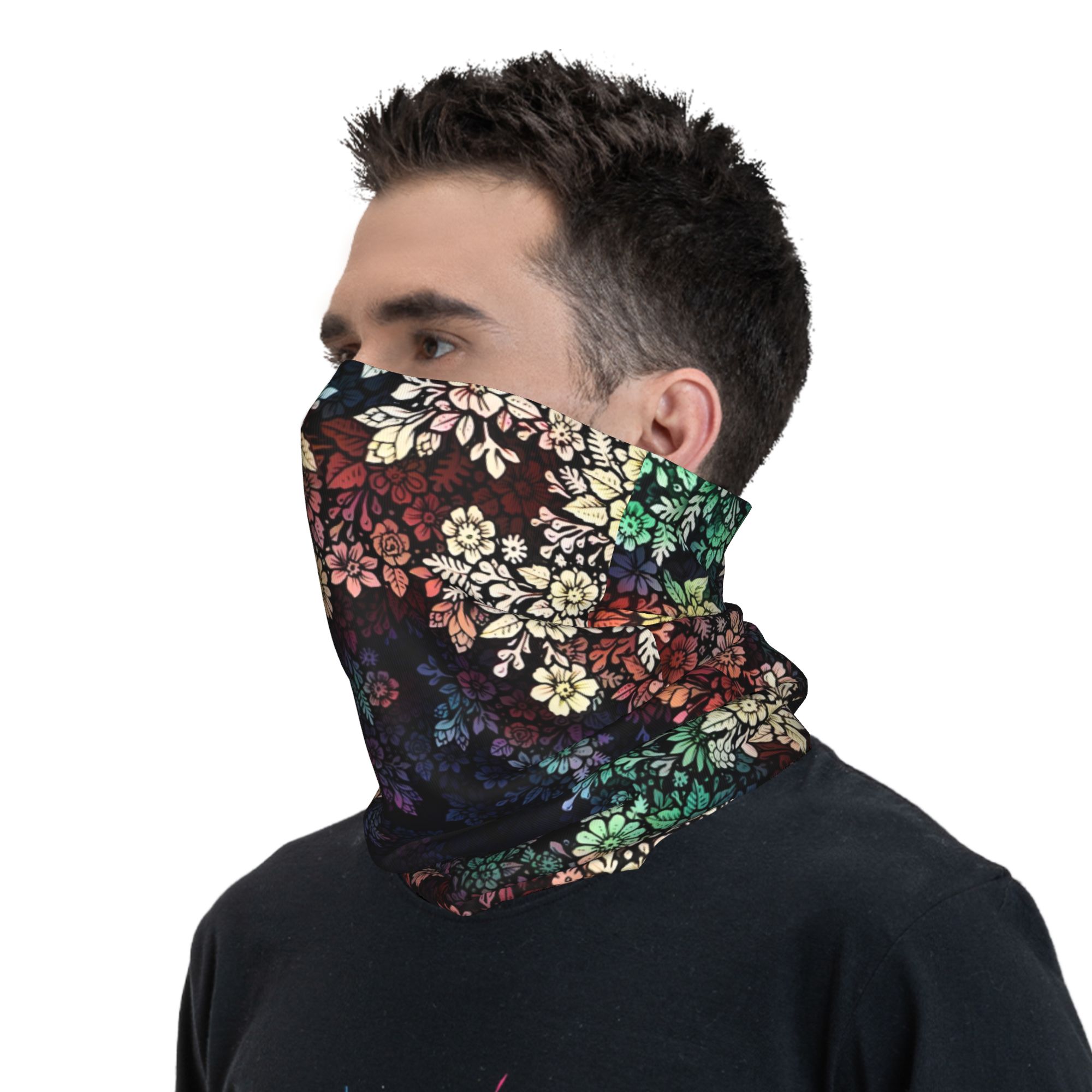 Cache-cou Bandana à fleurs personnalisé, pour randonnée, Camping, femmes et hommes, écharpe enveloppante, à la mode, impression numérique, bandeau plus chaud