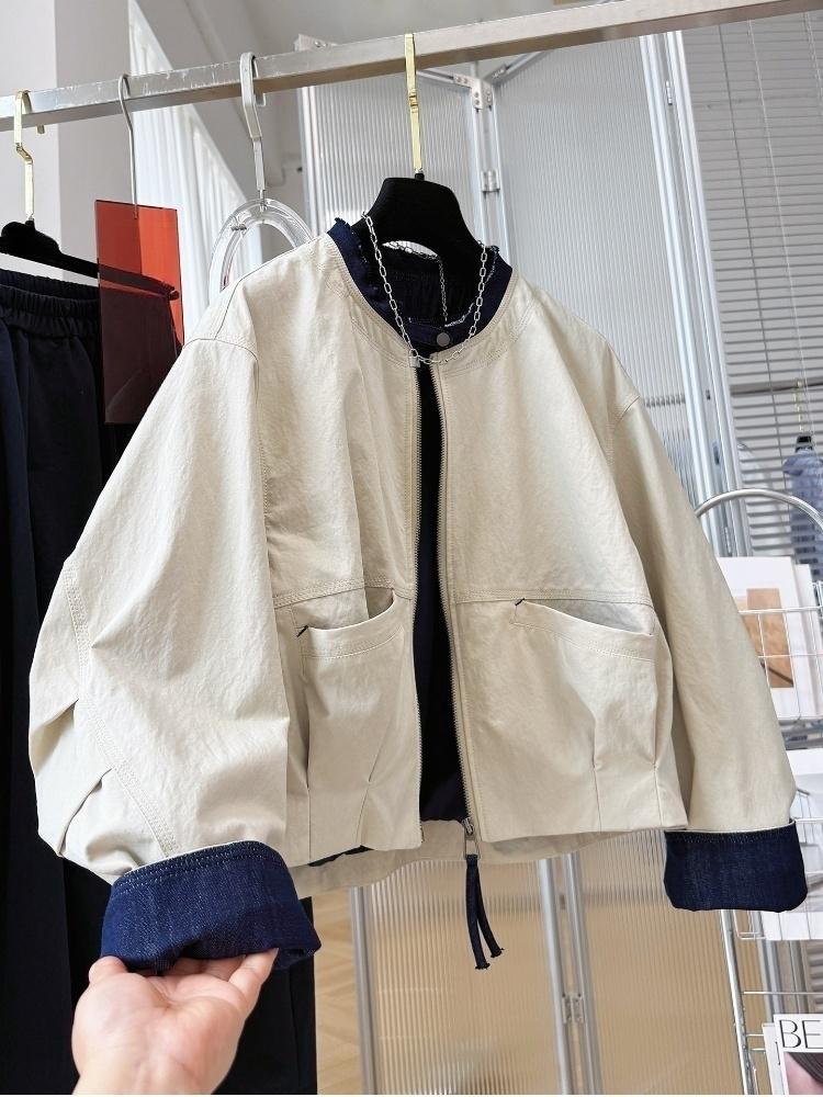 Veste Courte Femme Printemps Automne 2026 – Manteau Décontracté et Élégant à Col Rond pour Femme, Polyvalent et Tendance