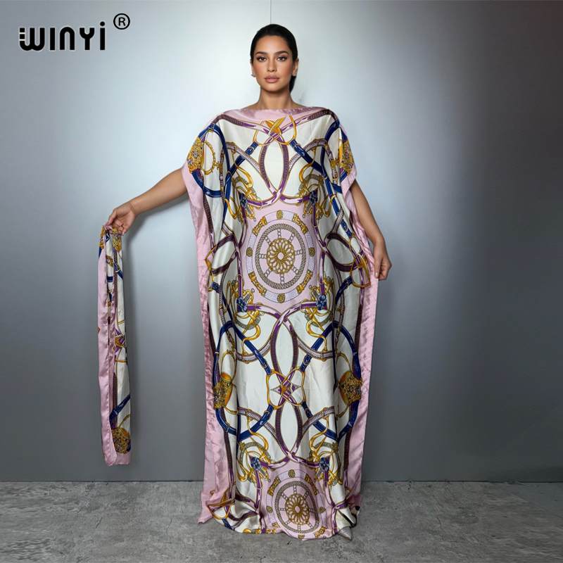 Robe rétro musulmane africaine WINYI pour femme, abaya de luxe de Dubaï, robe de soirée kaftan, robe maxi élégante, vêtements de plage