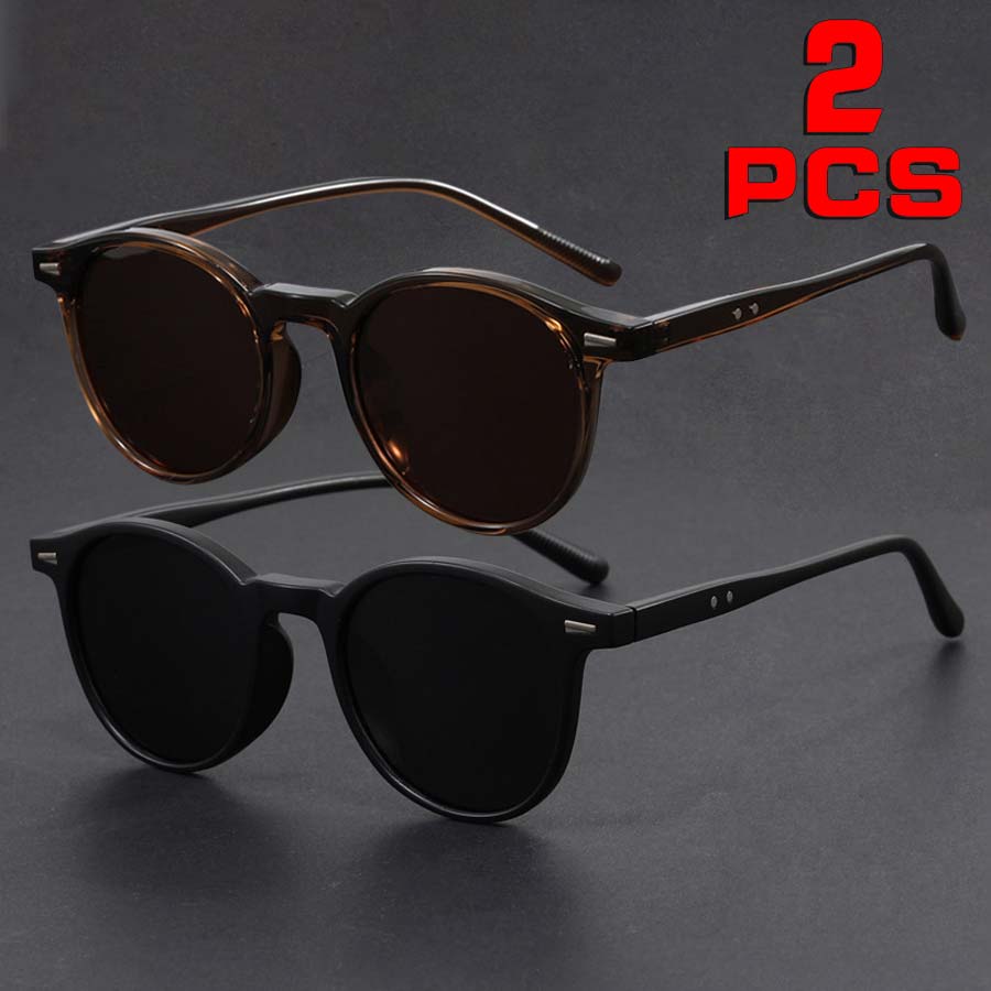 2 paires de lunettes à monture ronde tendance, unisexes - idéales pour la photographie de rue, les festivals de musique, les concerts, pour petits visages