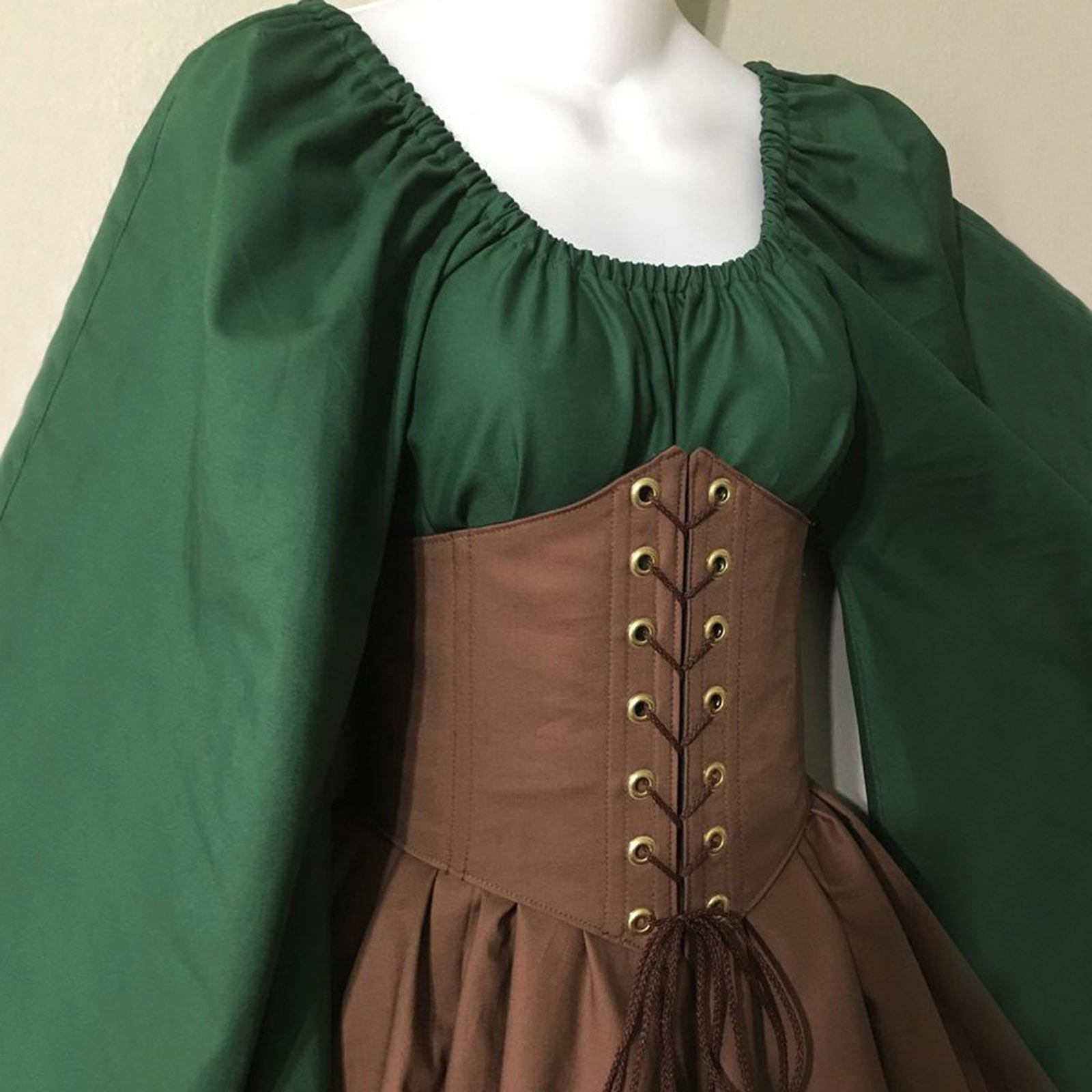 Costume d'elfe pour femmes, robe traditionnelle irlandaise de la Renaissance, Costume de fée médiévale, oreilles d'elfe pour Halloween Cosplay