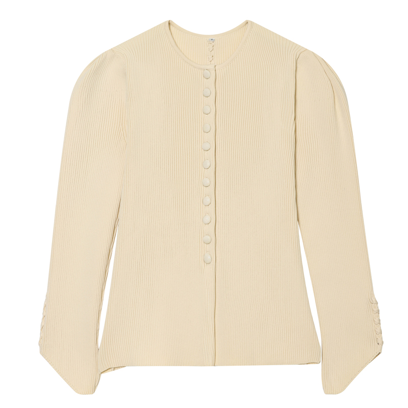Manteau beige simple boutonnage pour femme, coupe courte à manches bouffantes, nouvelle collection printemps 2026, vêtement d'extérieur élégant à manches longues pour femme