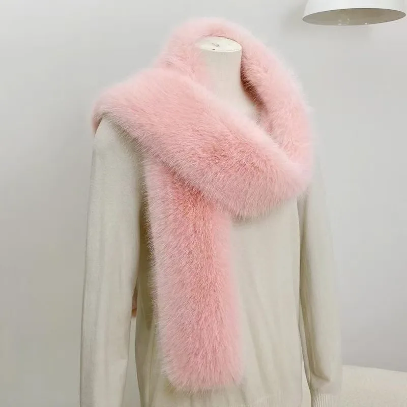 2025 nouveau hiver Imitation vison fourrure écharpes femmes chaud moelleux fausse fourrure enveloppement corée mode polyvalent longue écharpe en gros