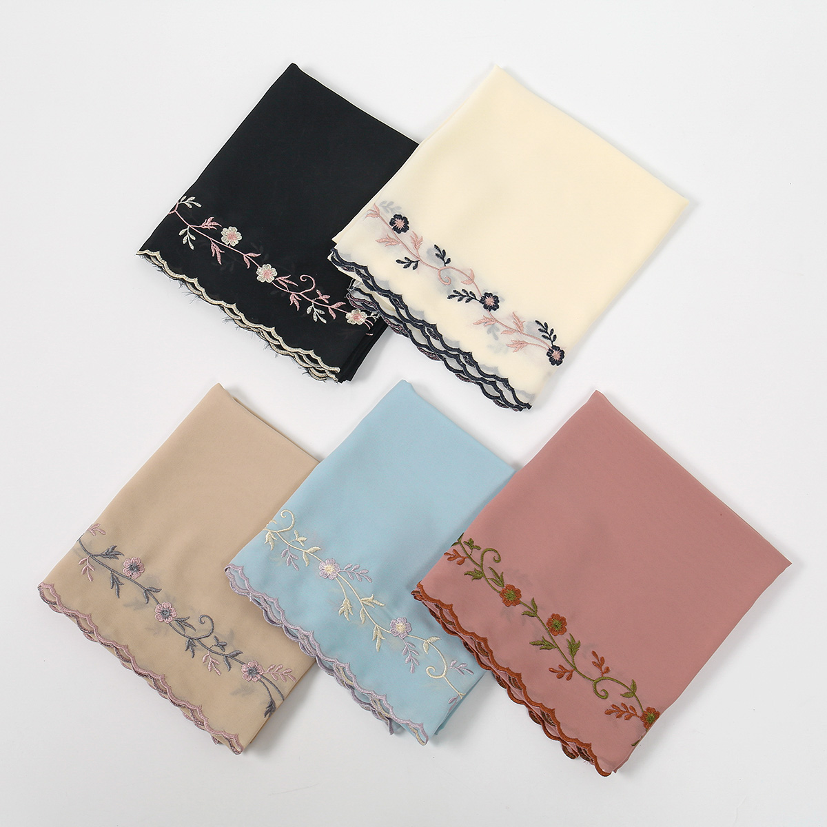 Nouveaux châles longs en mousseline pour femmes, foulards brodés floraux de qualité supérieure, couleur claire, turban respirant, couvre-chefs pour l'Aïd 180*70cm