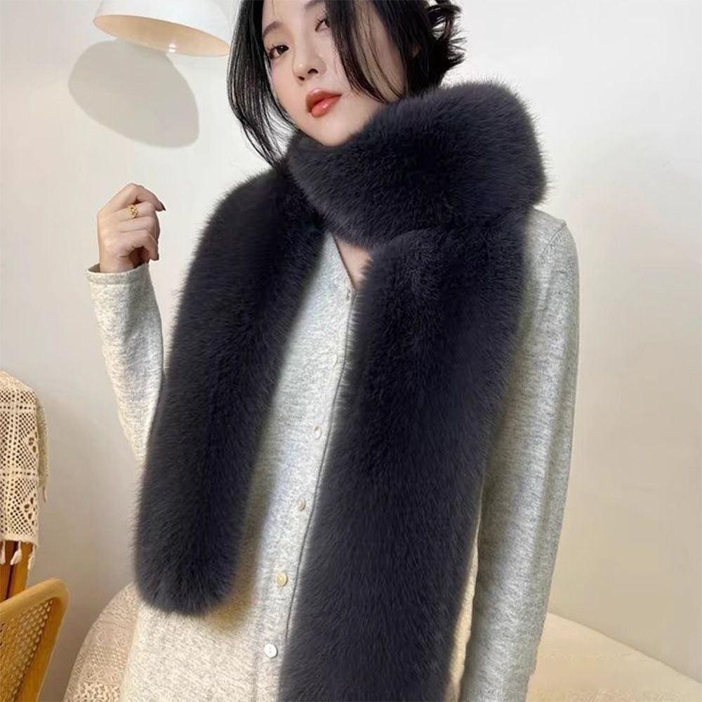 À la mode 180 cm fausse fourrure longue écharpe douce en peluche épaisse longue bande écharpe fourrure décor luxe enveloppes châle fête dames cou plus chaud