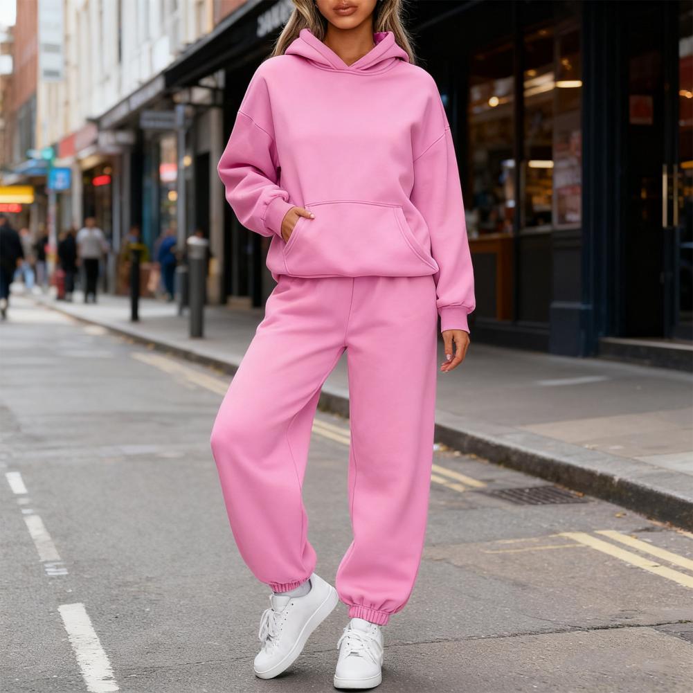 Ensembles pour femmes sweats à capuche pantalons 2 pièces tenues vêtements de sport esthétiques survêtement grande taille rose survêtement