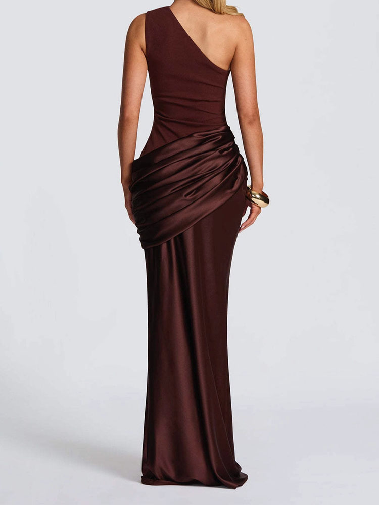 Robe élégante de style rétro classique à effet drapé, coupe ajustée irrégulière, sexy et haut de gamme, pour femmes, style élégant