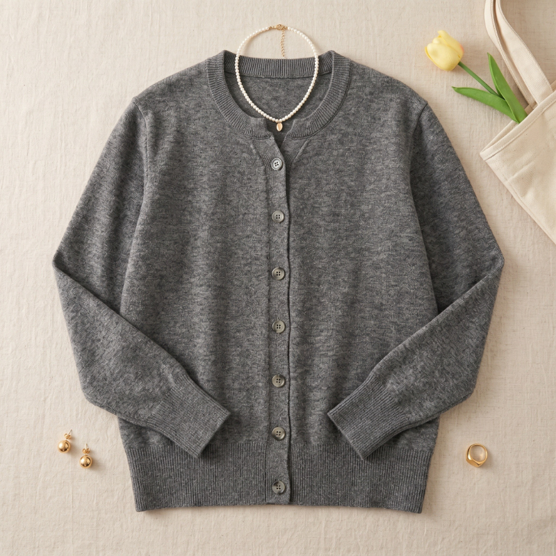 Pull court en cachemire tricoté ample pour femme, col rond, chaud, style coréen, décontracté, collection automne-hiver 2026