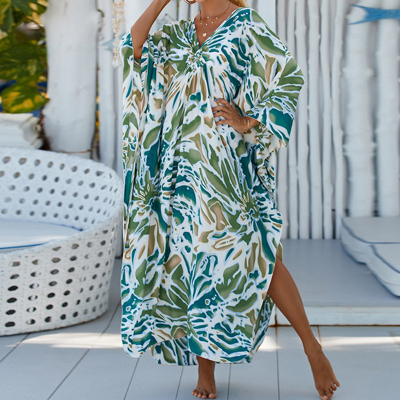 Robe de plage en coton imprimé Boho pour femmes, robes de plage décontractées pour femmes, vêtements de vacances, mode d'été
