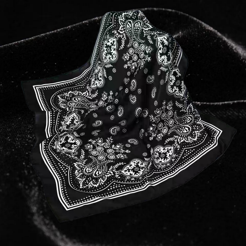 Foulard carré en soie style bohème motif cachemire, style vintage américain, best-seller pour femme, écharpe de cou, bandeau pour cheveux