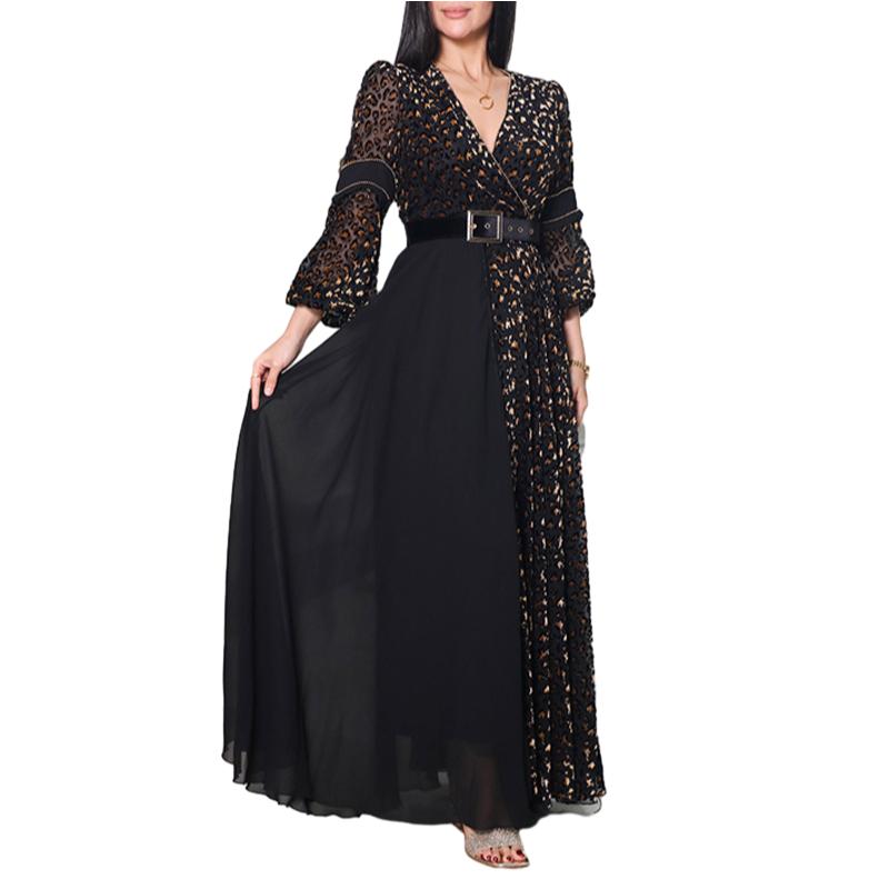 Robe Africaine à Manches sulfet Col en V pour Femme, Tenue de Soirée Noire, Maxi, Dashiki, Vêtements Africains, Printemps 2024