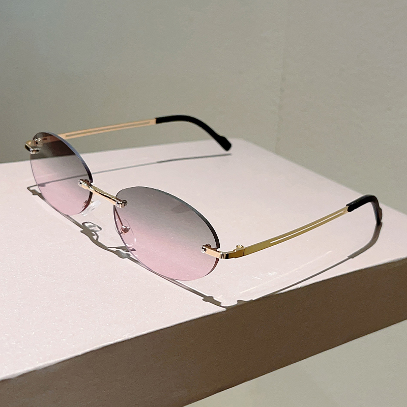 Lunettes de soleil ovales sans monture 2026 pour hommes, dégradées, tendance, pour femmes, nouveau design vintage de marque, décontractées