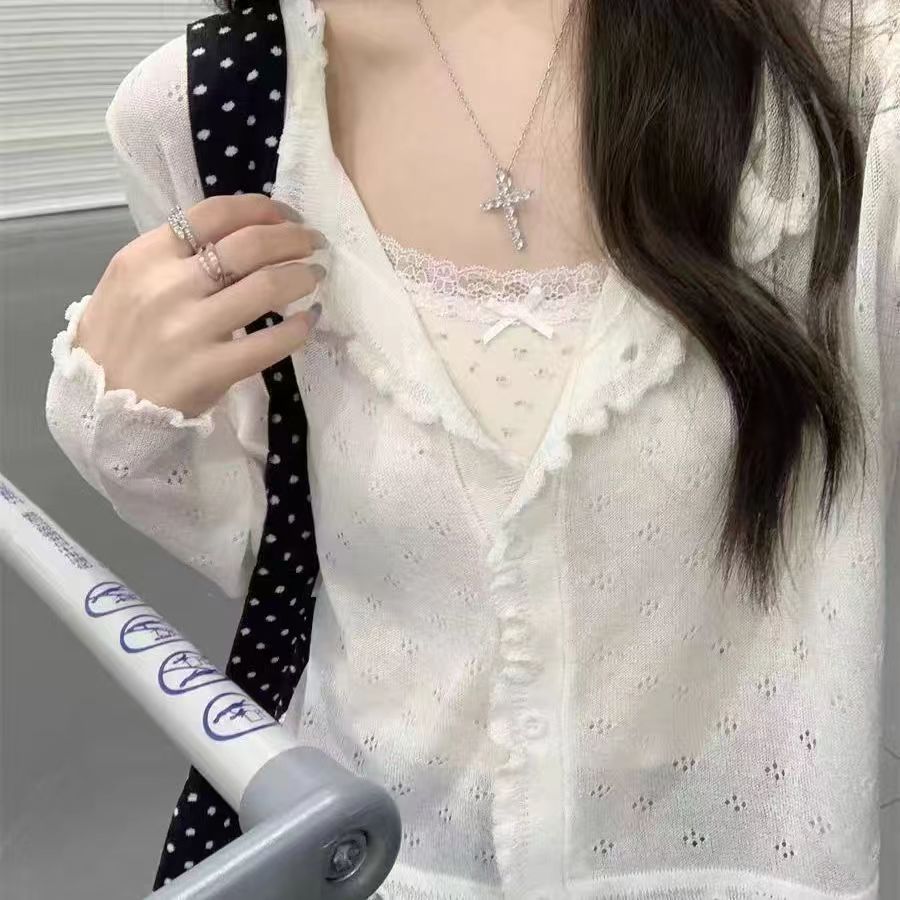 Cardigan rose à manches longues pour femmes, mode coréenne Kawaii, Harajuku, Y-CoAdvantages, chemises esthétiques, vêtements d'été de style coréen